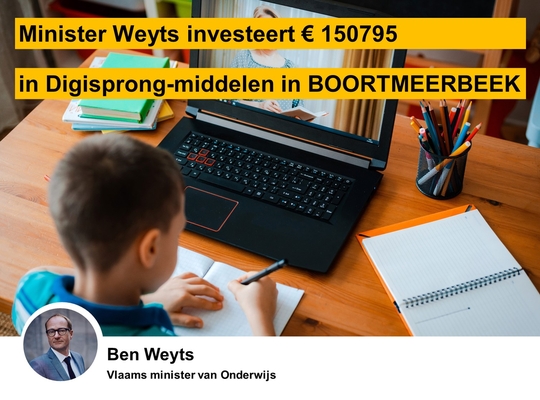 DIGISPRONG: Minister Weyts investeert ruim 150000€ in scholen in Boortmeerbeek